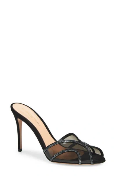 Gianvito Rossi Crystal Sandal In Black