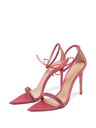 Pre-owned Gianvito Rossi Crystal Satin Sandals In Pink