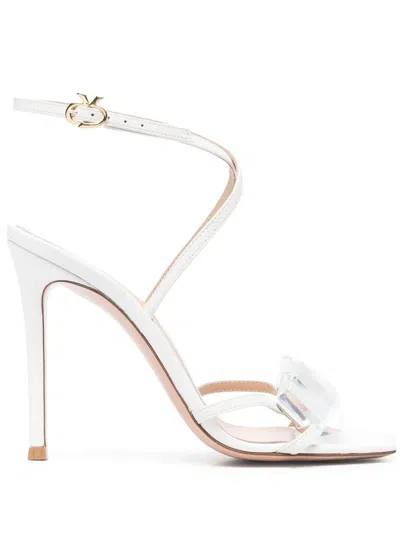 Gianvito Rossi Crystal Strappy Sandals In White