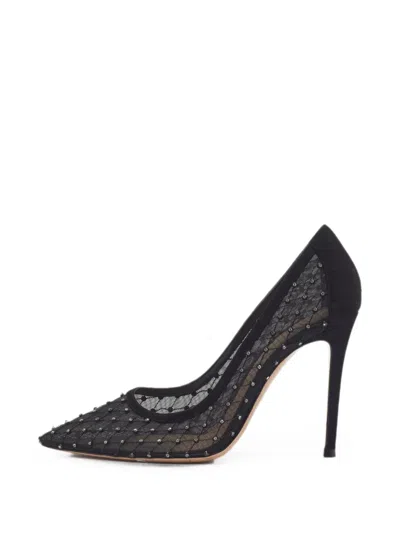 Pre-owned Gianvito Rossi Crystal-embellished Heeled Pumps In Black