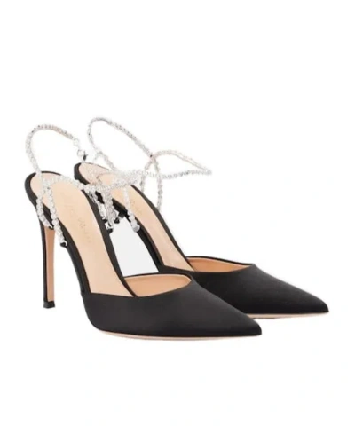 Gianvito Rossi Crystal-embellished Satin Pumps In Black