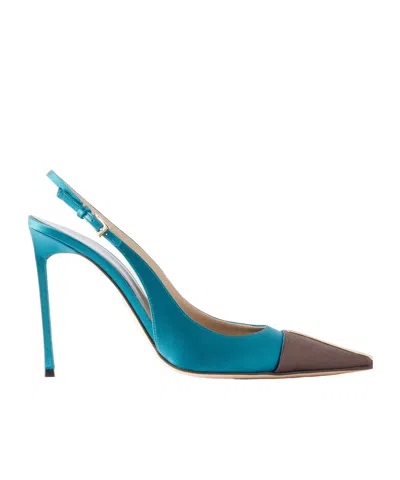 Gianvito Rossi Crystal-embellished Satin Slingback Pumps In Blue