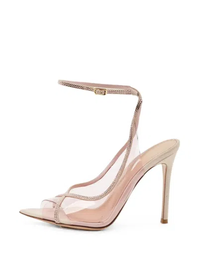 Pre-owned Gianvito Rossi Crystelle Crystal-embellished Sandals In Neutral