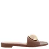 Gianvito Rossi Cuoio Embellished Leather Slides In Brown