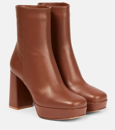 Gianvito Rossi Daisen Leather Ankle Boots In Brown