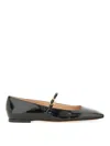 Gianvito Rossi Elegant Calf Leather Ballerina Flats With Chic Strap Detail In Black