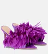 Gianvito Rossi Crepe Feather Pointed-toe Sandals In Purple