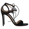Gianvito Rossi Darcy Double Ankle Strap Sandal Heels In Black Suede In Black