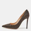 Gianvito Rossi Dark Brown Metallic Lurex Fabric Gianvito Pointed Toe Pumps In Brown