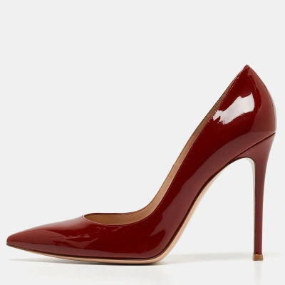 Pre-owned Gianvito Rossi Dark Red Patent Leather Pointed Toe Pumps Size 41