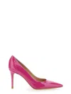 Gianvito Rossi Glossy Leather Pointed Toe Stiletto Heel Pumps In Pink