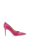 Gianvito Rossi Glossy Leather Pointed Toe Stiletto Heel Pumps In Pink