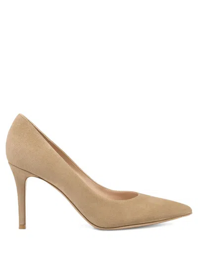 Gianvito Rossi Suede Pointed Toe Stiletto Heel Pumps In Neutral