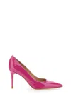Gianvito Rossi Glossy Leather Pointed Toe Stiletto Heel Pumps In Pink