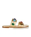Gianvito Rossi Embellished Leather Mules In Nude