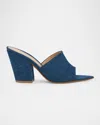 Gianvito Rossi Denim Block-heel Mule Sandals In Blue