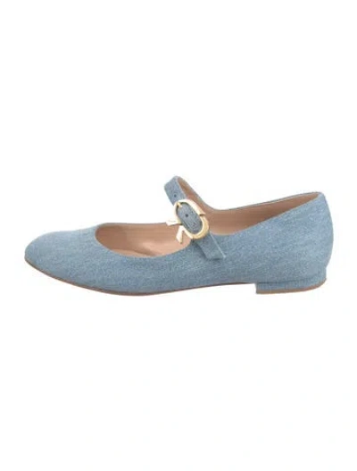 Pre-owned Gianvito Rossi Denim Mary Jane Flats In Blue