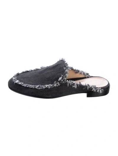 Pre-owned Gianvito Rossi Denim Raw-edge Trim Mules In Blue