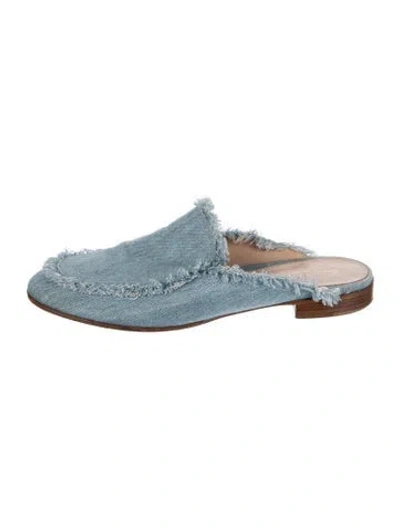 Pre-owned Gianvito Rossi Denim Raw-edge Trim Mules In Blue
