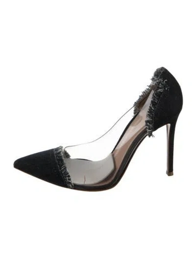 Pre-owned Gianvito Rossi Denim Raw-edge Trim Pumps In Blue