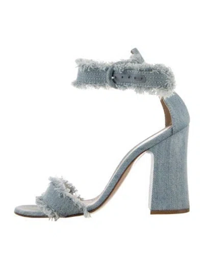 Pre-owned Gianvito Rossi Denim Raw-edge Trim Sandals In Blue