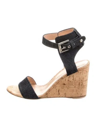 Pre-owned Gianvito Rossi Denim Sandals In Black