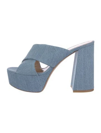 Pre-owned Gianvito Rossi Denim Slides In Blue