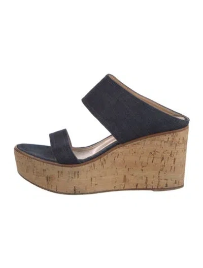 Pre-owned Gianvito Rossi Denim Slides In Blue
