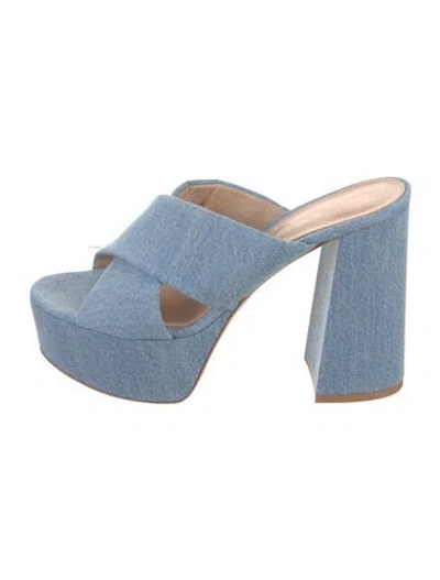 Pre-owned Gianvito Rossi Denim Slides In Blue
