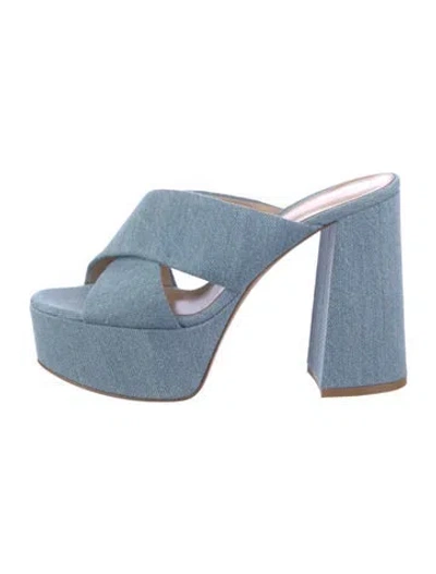 Pre-owned Gianvito Rossi Denim Slides In Blue