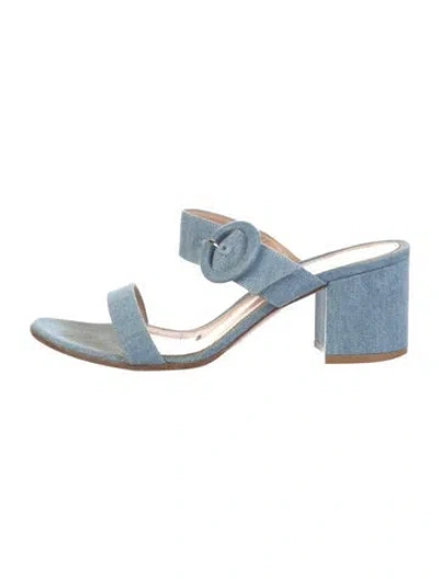 Pre-owned Gianvito Rossi Denim Slides In Blue