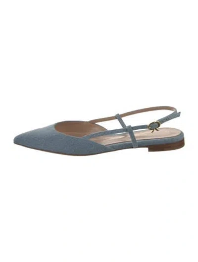 Pre-owned Gianvito Rossi Denim Slingback Flats In Blue