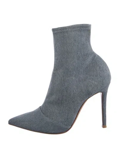 Pre-owned Gianvito Rossi Denim Sock Boots In Blue