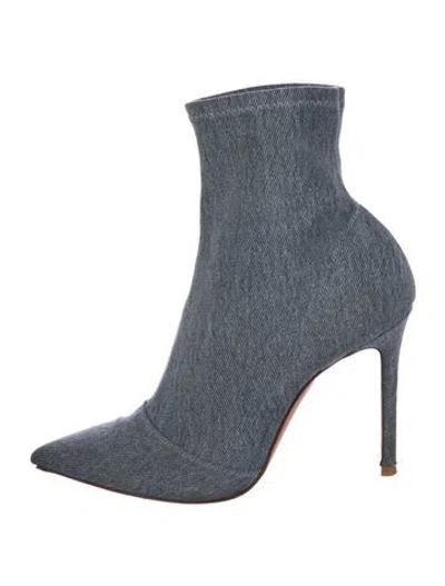 Pre-owned Gianvito Rossi Denim Sock Boots In Blue