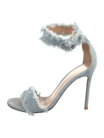 Pre-owned Gianvito Rossi Denim T-strap Pumps In Blue