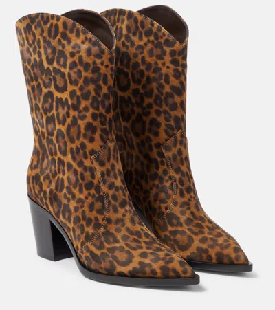 Gianvito Rossi Denver Leopard-print Leather Boots In Multicoloured