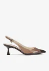 Gianvito Rossi Diana 55 Slingback Plexi Pumps In Brown