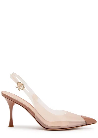 Gianvito Rossi Diana 85 Patent Leather And Pvc Slingback Pumps In Brown