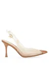 Gianvito Rossi Stylish Cone Heel Pumps With Transparent Design In Brown