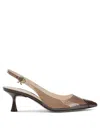 Gianvito Rossi Transparent Slingback Kitten Heel Pumps In Brown