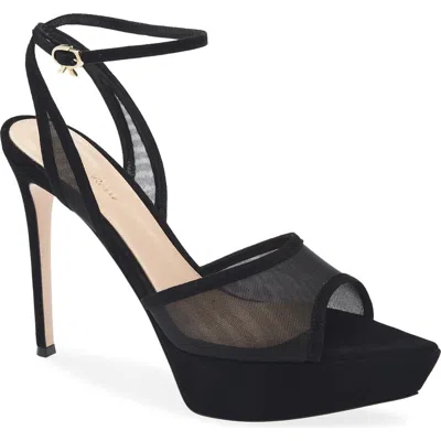 Gianvito Rossi Dorotea Mesh Platform Sandal In Black