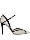 Gianvito Rossi 95 Suede-trimmed Crystal-embellished Mesh Pumps In White