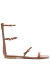 Gianvito Rossi Downtown Flat Leather Sandals In Braun