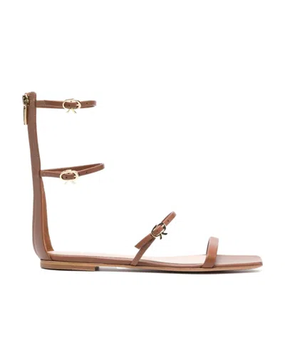 Gianvito Rossi Downtown Triple Buckle-fastened Sandals In Brown