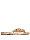 Gianvito Rossi Draped Metallic Flat Mules In Gold
