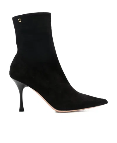 Gianvito Rossi Women's Dunn Pointed Toe High Heel Booties In Black
