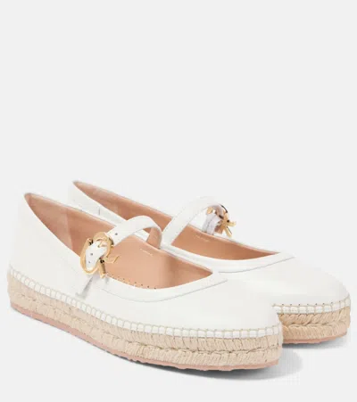 Gianvito Rossi Espadrille Mary Jane Ballet Flat In Blanco