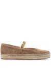 Gianvito Rossi Suede Mary Jane Ballerina Espadrilles In Brown