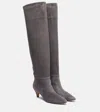 Gianvito Rossi Elise 55 Suede Knee-high Boots In Gray