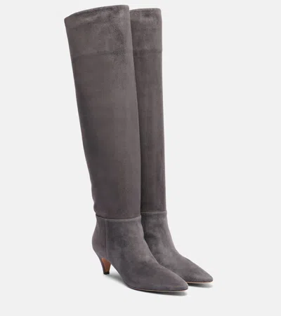 Gianvito Rossi Elise 55 Suede Knee-high Boots In Gray